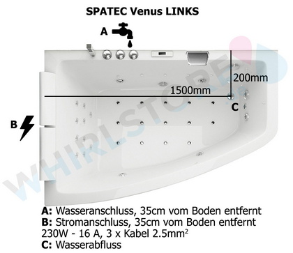 Skizze Massage Badewanne